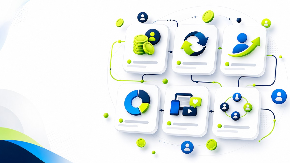 Feature grid illustration for social media exchange campaign types