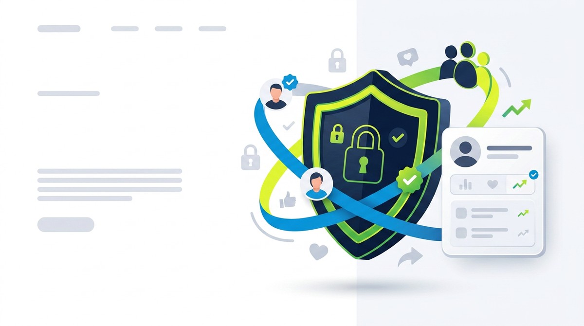 Security and trust themed illustration for responsible social media exchange use